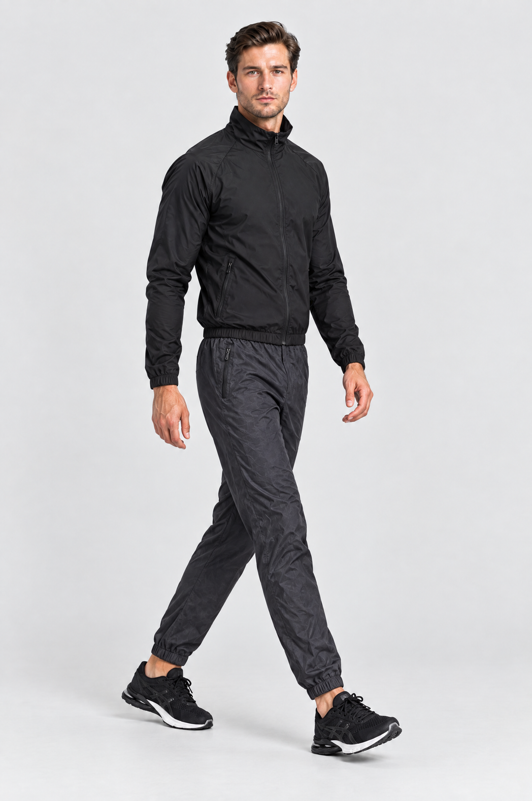 The Stratford Track Pant in Charcoal, side view