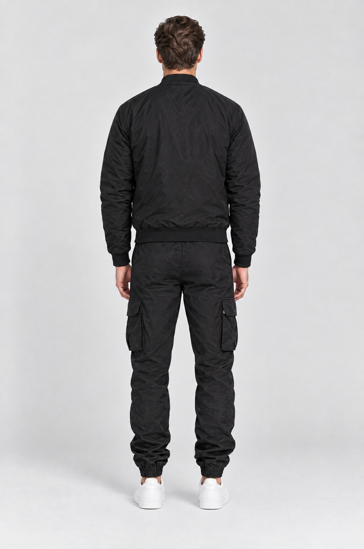 The Wapping Cargo Jogger in Black, on model, back view