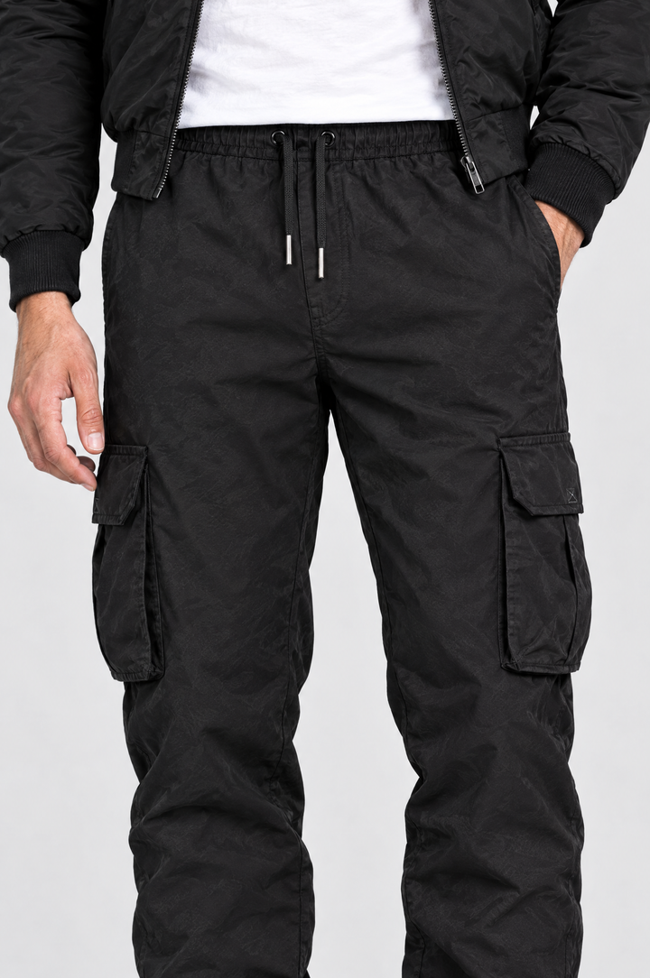 The Wapping Cargo Jogger in Black, close-up detail