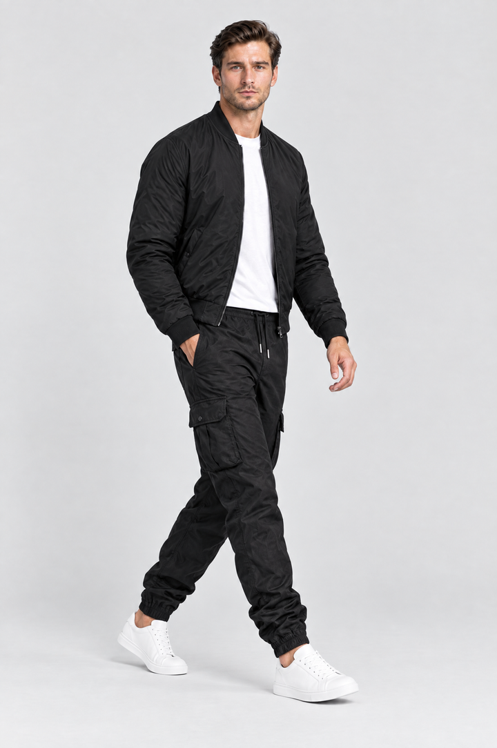 The Wapping Cargo Jogger in Black, side view