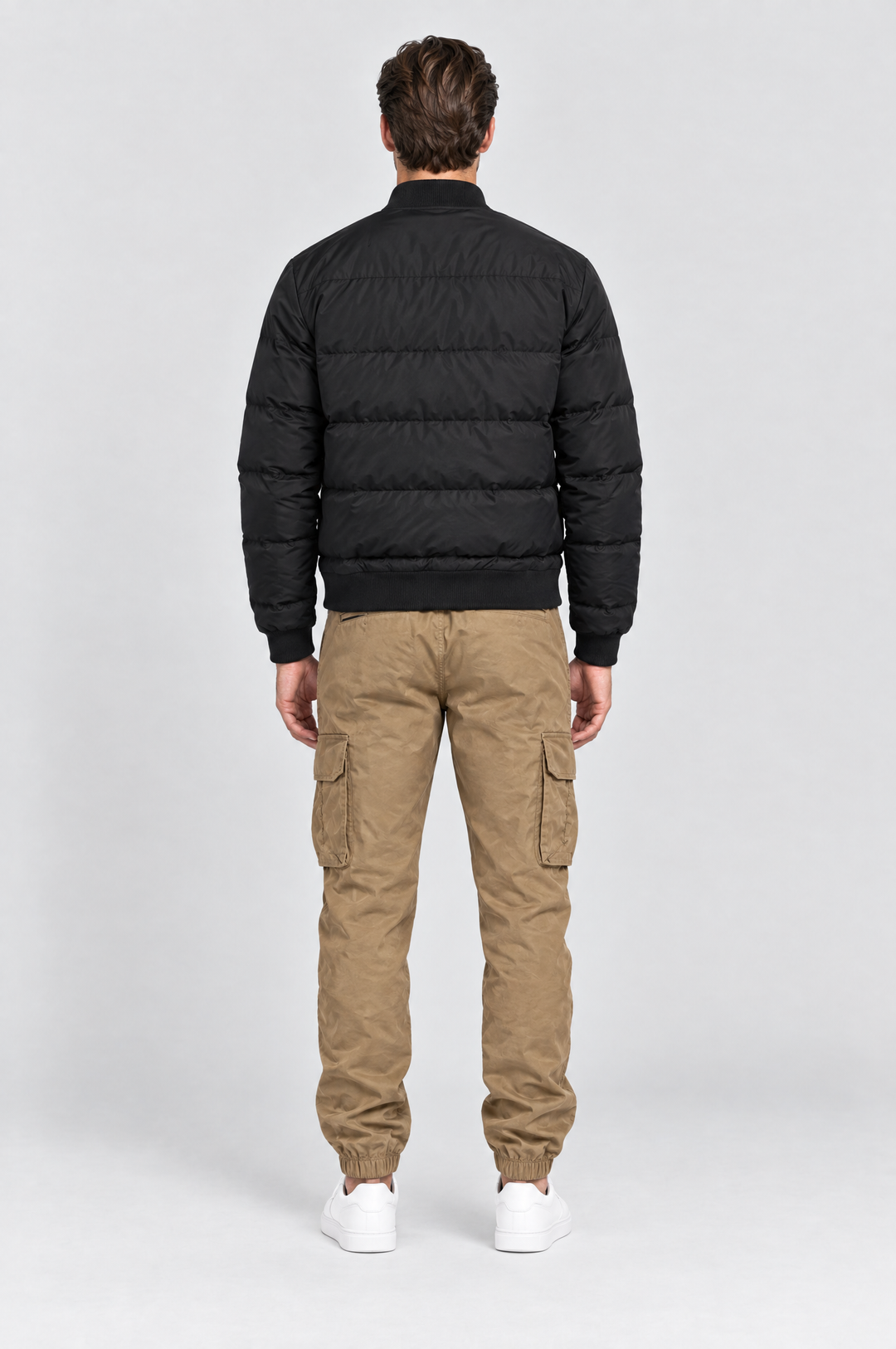 The Wapping Cargo Jogger in Stone, on model, back view