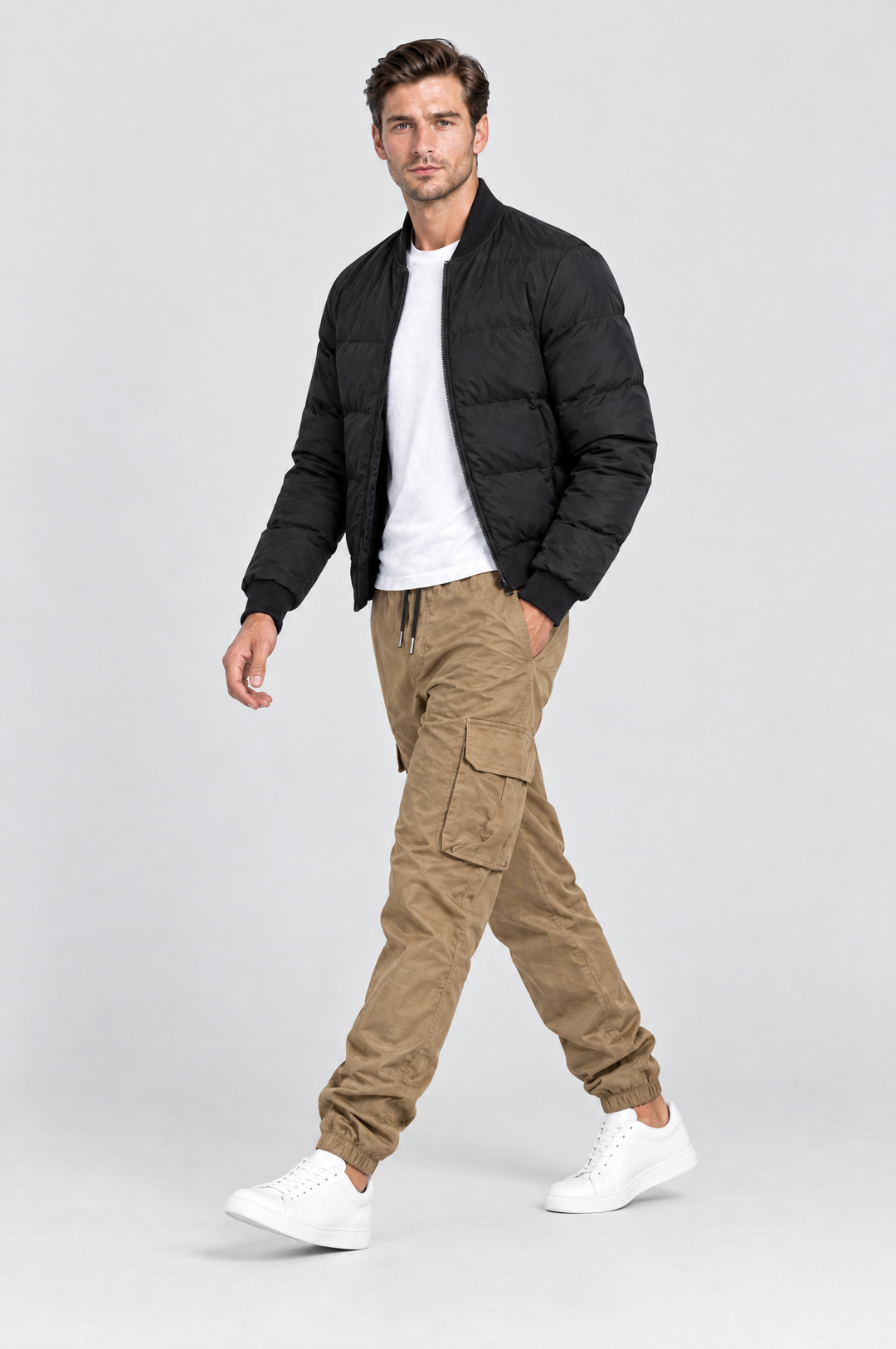 The Wapping Cargo Jogger in Stone, side view