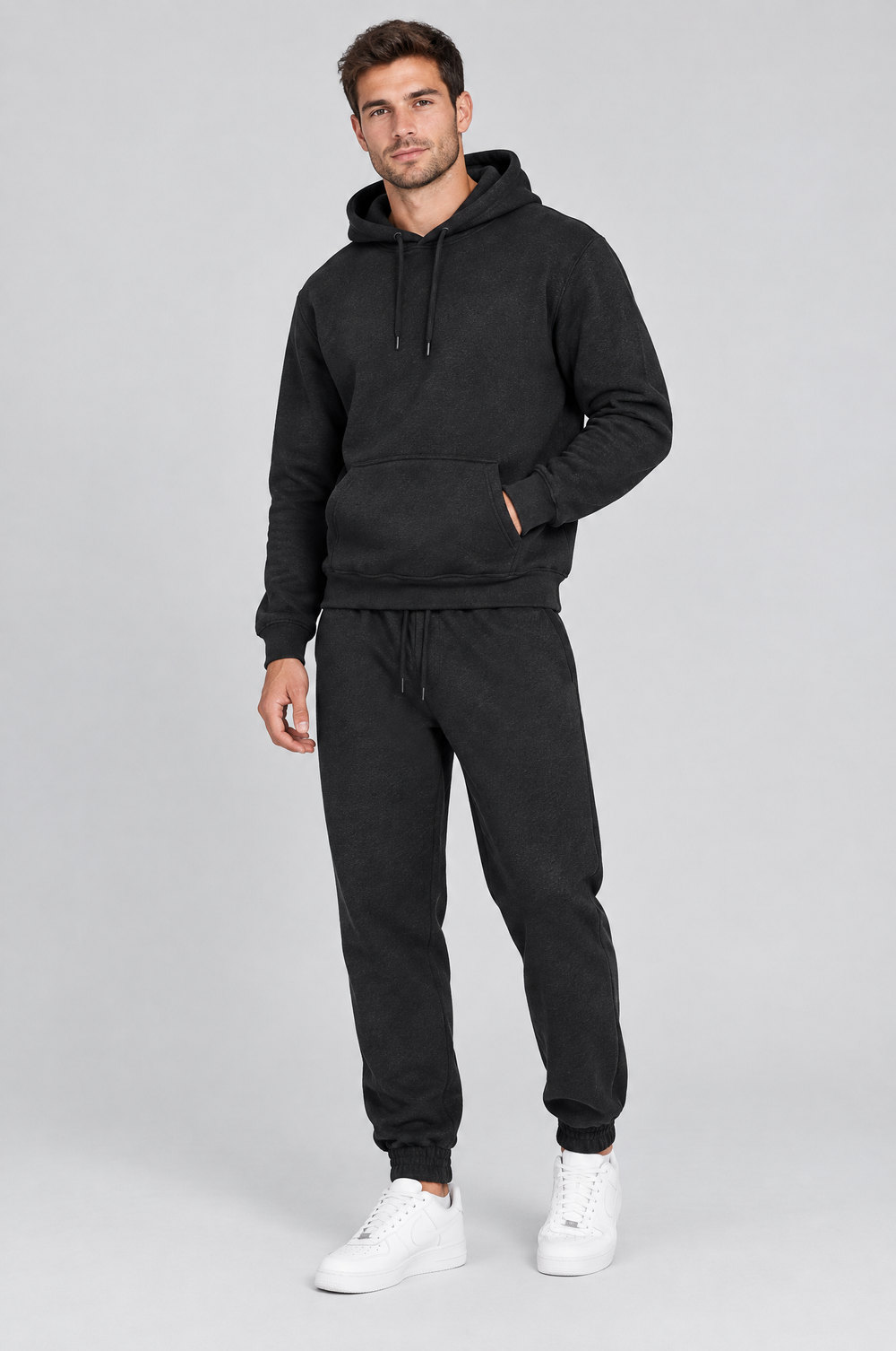 Men's Hoodie and Joggers Tracksuit in Black – The Wembley by WARDLEY