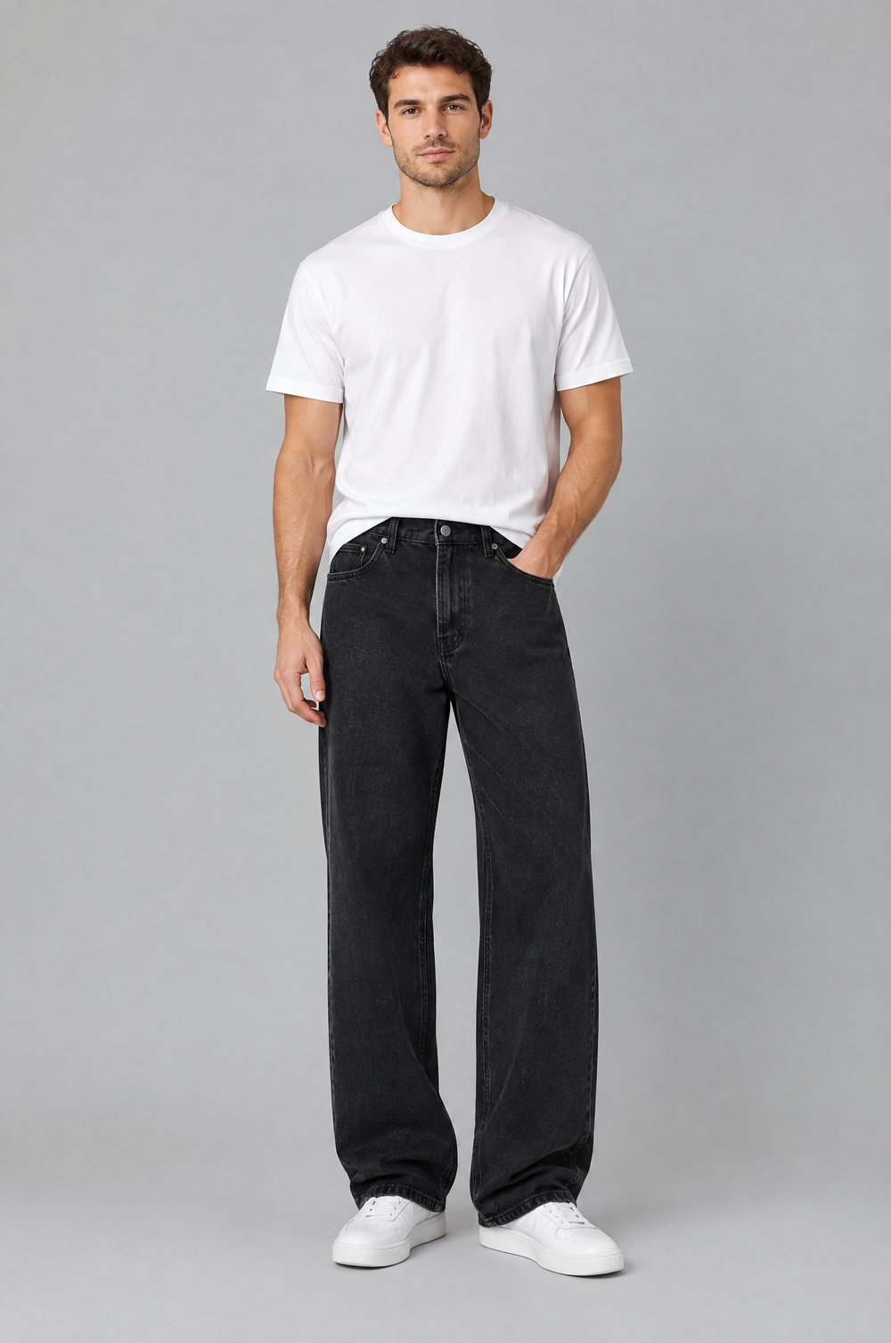 Men's Relaxed Straight Jeans in Black – The Whitechapel by WARDLEY