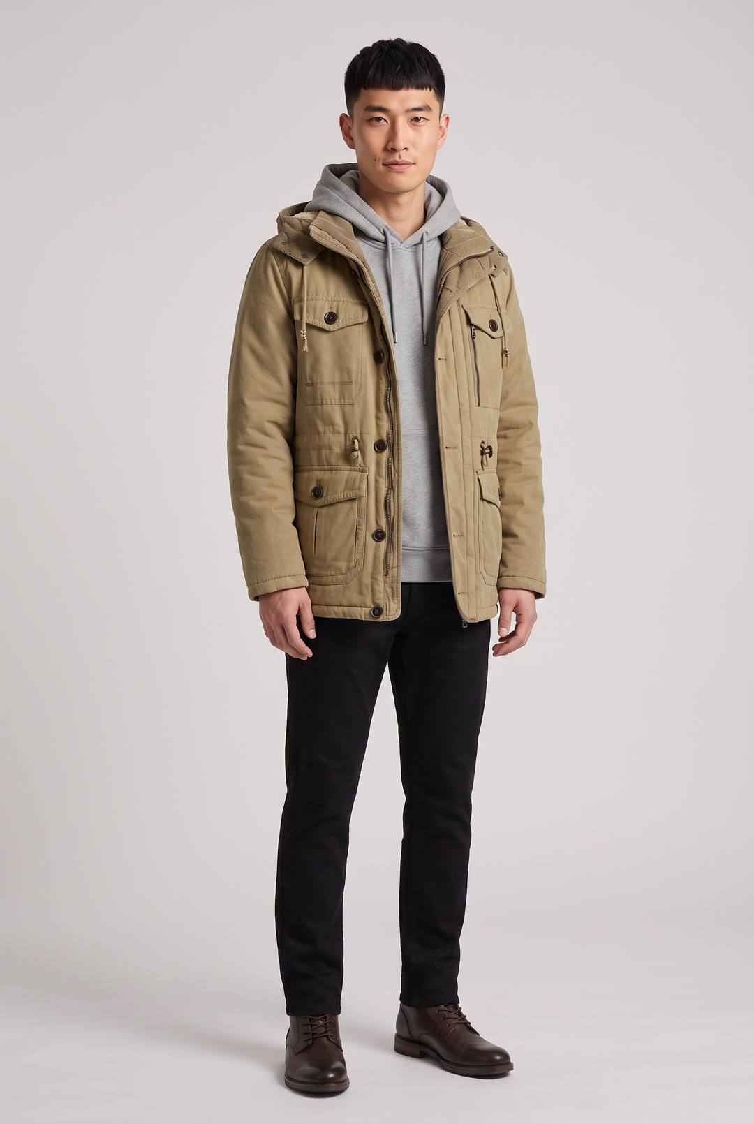 The Windsor Hooded Parka in Khaki – menswear by WARDLEY London