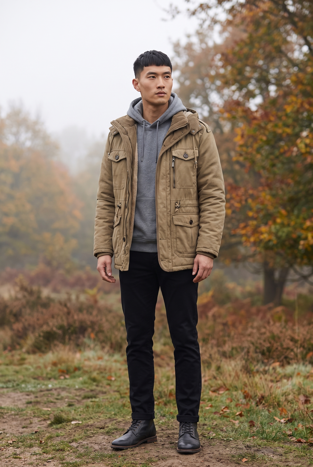 The Windsor Hooded Parka styled in London