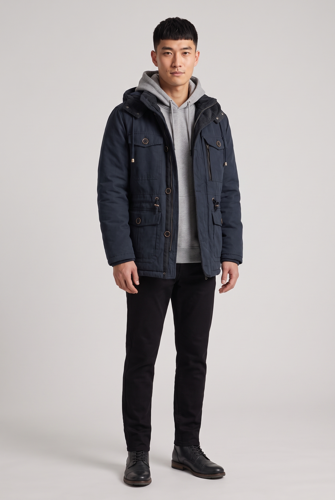 The Windsor Hooded Parka in Navy – menswear by WARDLEY London